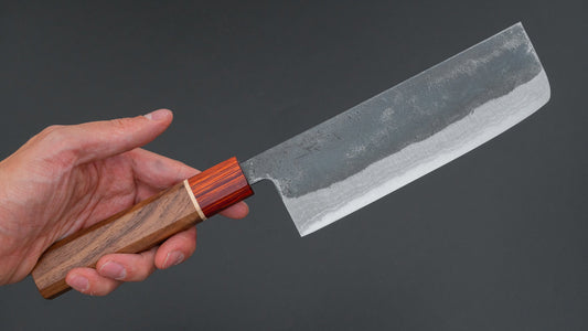 Hitohira Echizen NB Wit #2 Kurouchi Damascus Nakiri 165 mm walnoot handvat (Rengas ferrule)