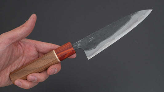 Hitohira Tosa Kurouchi Blue #2 Petty 135mm walnoot handvat (Rengas ferrule)