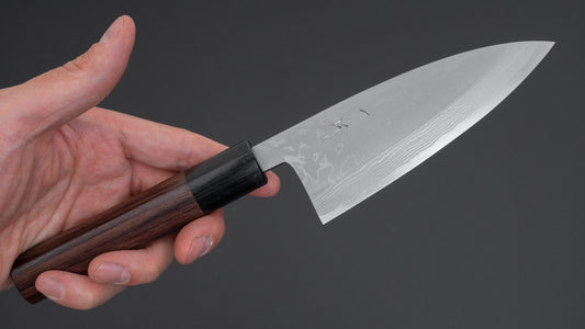 Hitohira Echizen Blue #2 Damascus Deba 120mm palissander handvat (dun)