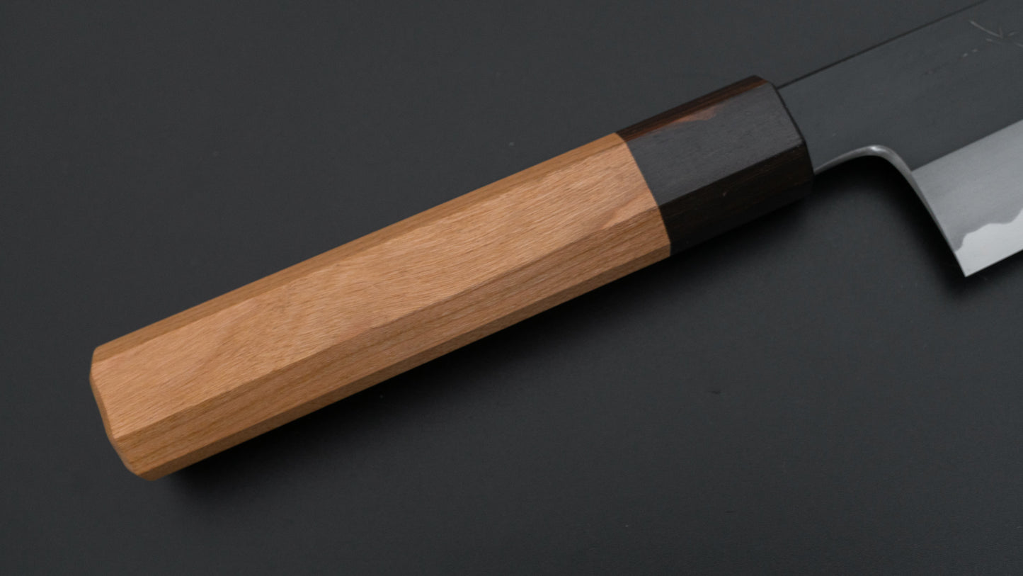 Hitohira Kikuchiyo Kyuzo Blauw #2 Kurouchi Santoku 180 mm kersenhouten handvat