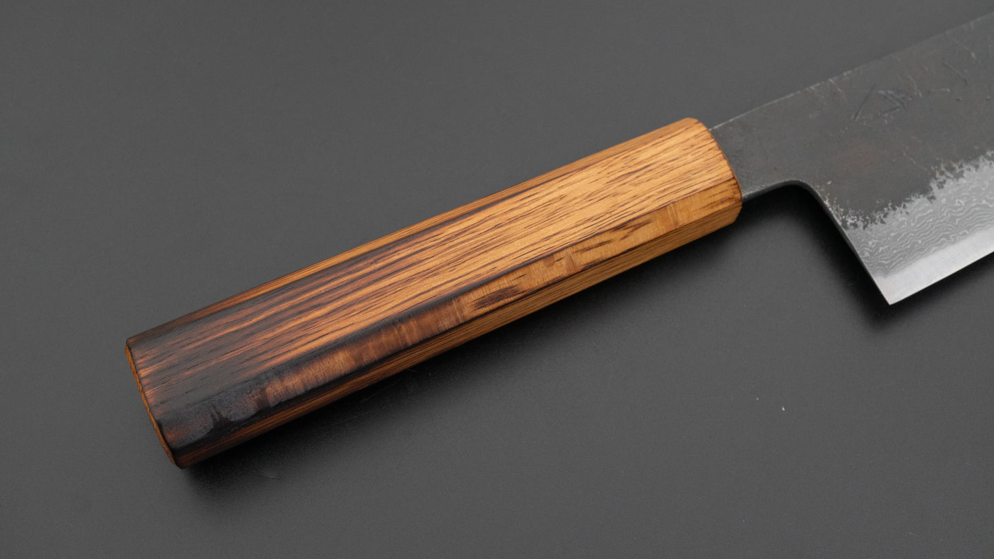 Hitohira Hinode Nashiji Damascus Wit #2 Gyuto 210mm Gebrand Eiken Handvat (#03)