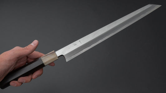 Hitohira Tanaka Mosuke Blue #1 Kiritsuke Yanagiba 270 mm ebbenhouten handvat (Saya)