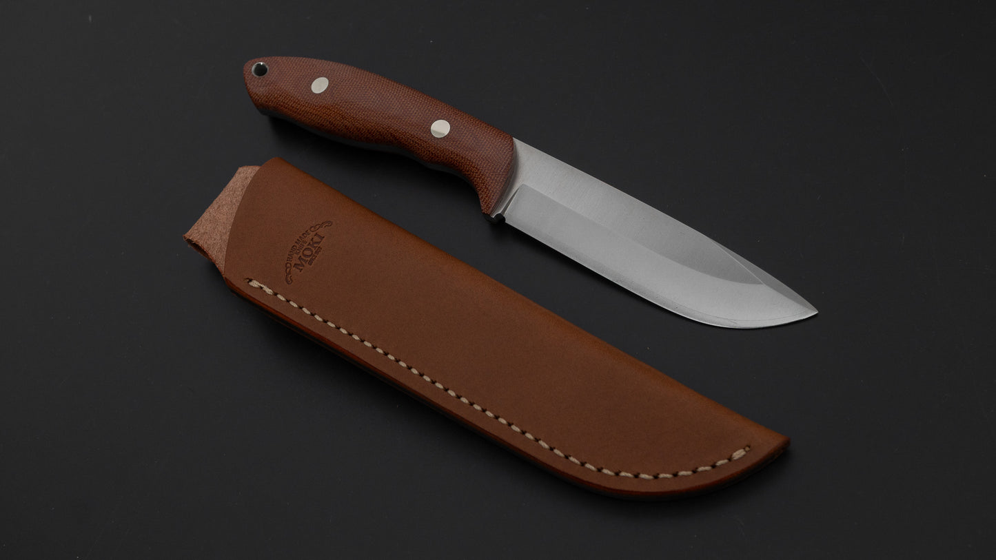 MOKI Berg Fixed Blade Canvas Micarta Handle (Natural Brown)
