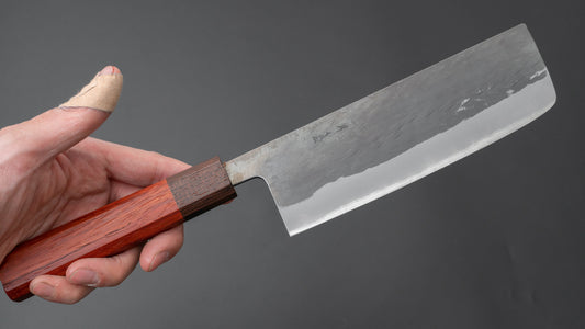 Hitohira TD Blue #2 roestvrij beklede Kurouchi Nakiri 165 mm Padauk-handgreep