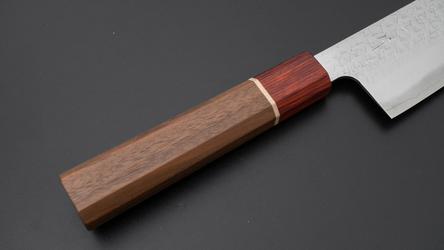 Hitohira Echizen SG2 Tsuchime Santoku 170 mm walnoot handvat