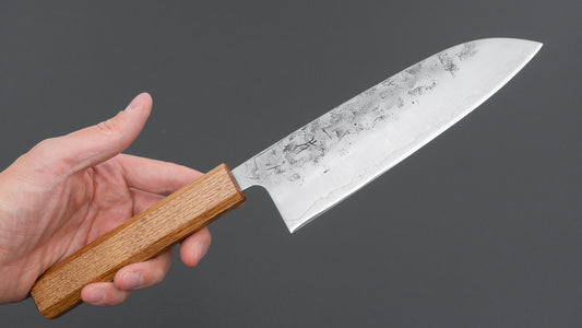 Hitohira Futana SLD Nashiji Santoku 170mm Oak Handle