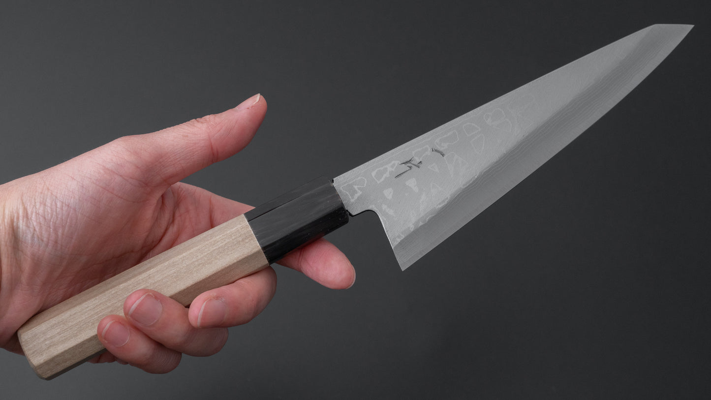 Hitohira White #2 Damascus Single-Bevel Honesuki Kaku 150mm Ho Wood Handle