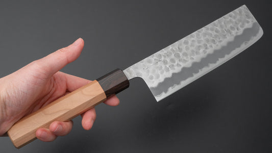 Hitohira Futana Wit #2 Migaki Tsuchime Nakiri 165 mm kersenhouten handvat