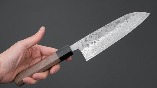 Hitohira Futana Swedish Stainless Nashiji Damascus Santoku 170mm Walnut Handle