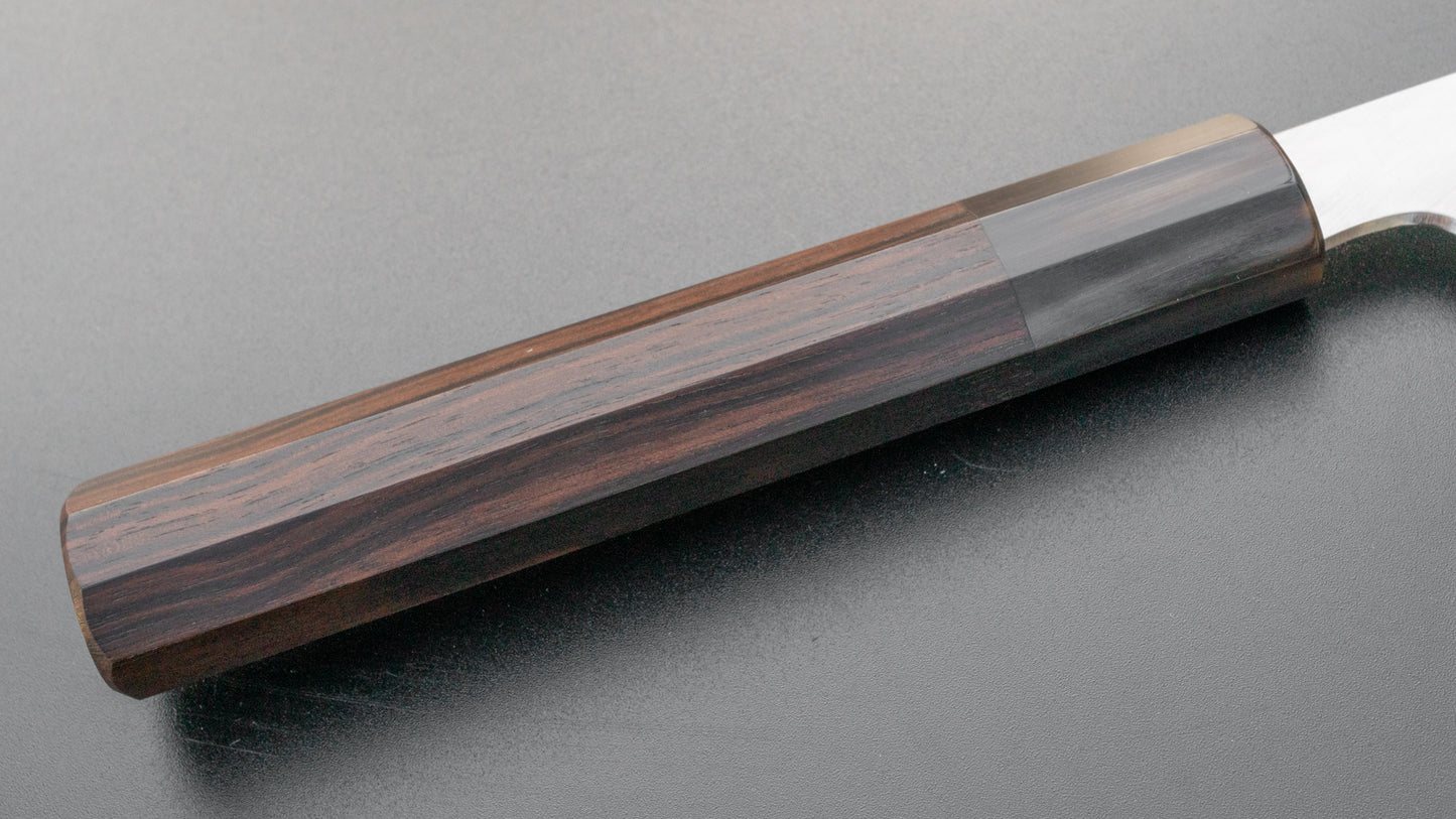 Hitohira Togashi Blue #1 Stainless Clad Migaki Gyuto 210mm Taihei Makassar Ebony Handle