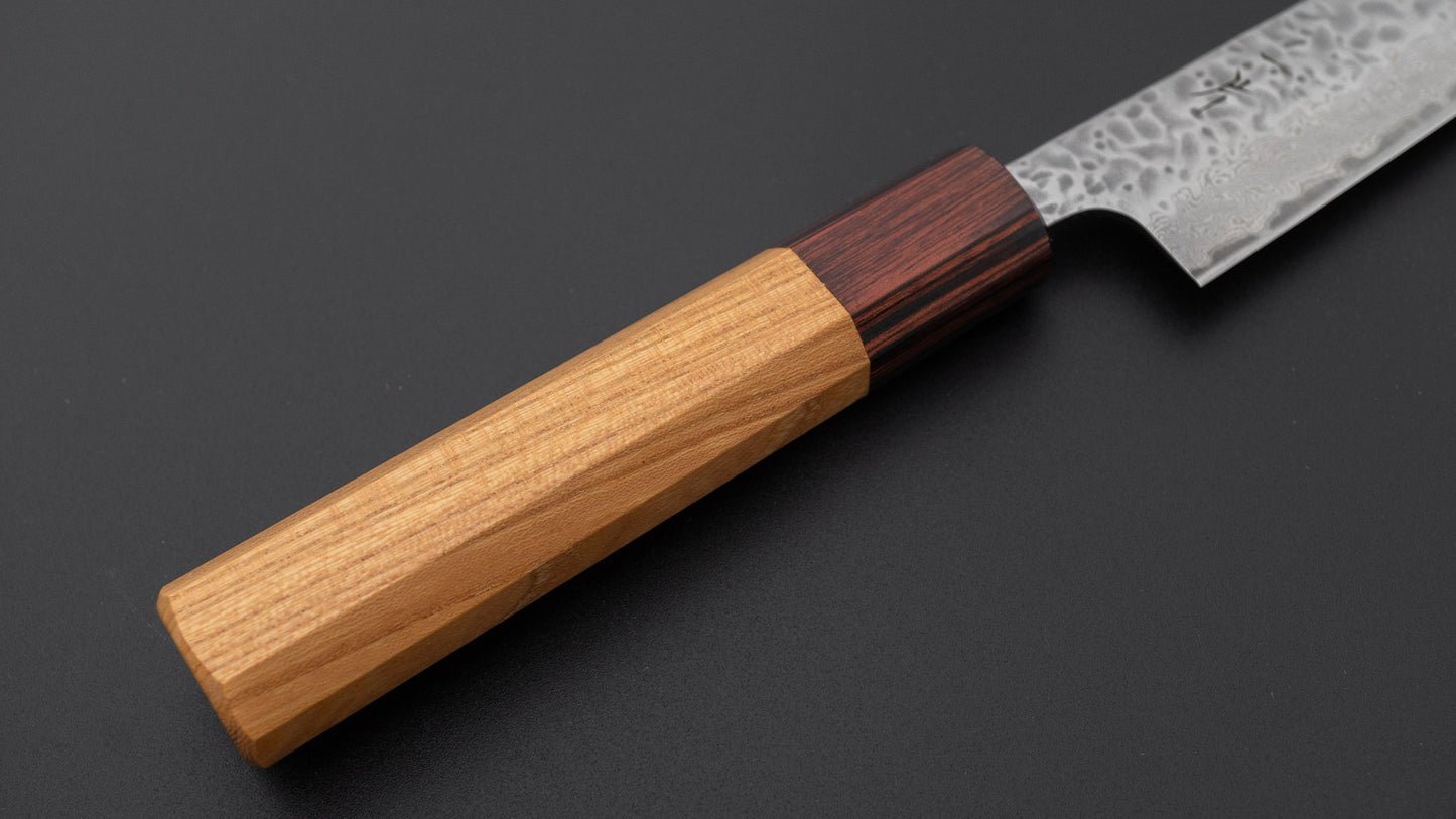 Hitohira Futana Stainless Tsuchime Damascus Petty 150mm Keyaki Zelkova Handle