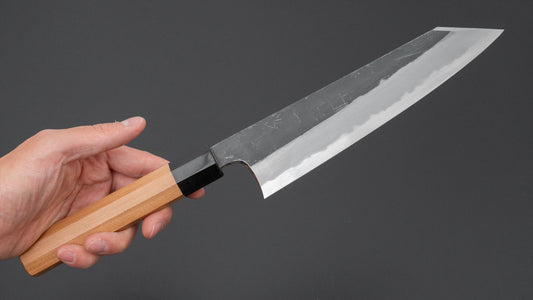 Hitohira Togashi Wit #2 Kurouchi Kiritsuke Gyuto 210 mm Yakusugi cederhouten handvat