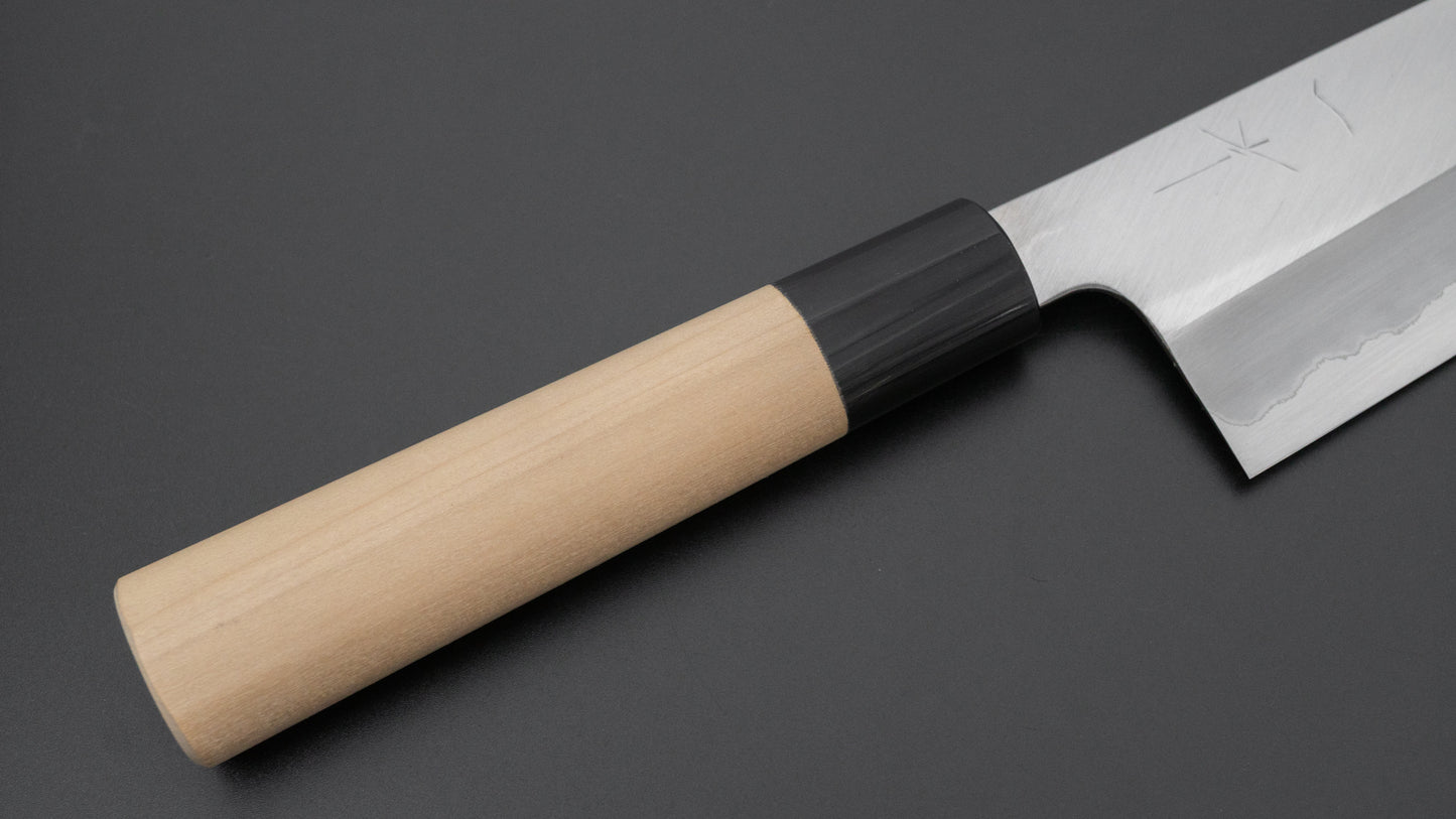 Hitohira Togashi White #1 Stainless Clad Migaki Bunka 180mm Ho Wood Handle (D-Shape)