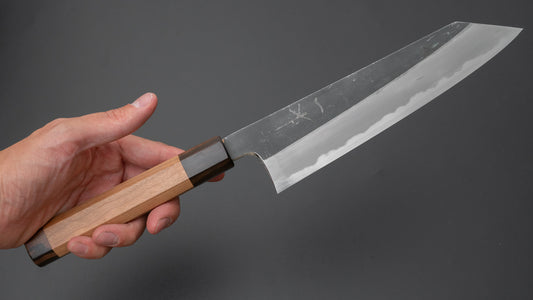 Hitohira Togashi Blue #2 Kurouchi Kiritsuke Gyuto 210 mm kersenhouten handvat (ebbenhouten uiteinde)