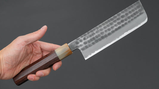 Hitohira Hinode Tsuchime Wit #2 Roestvrijstalen Nakiri 165mm Taihei Houten Handvat