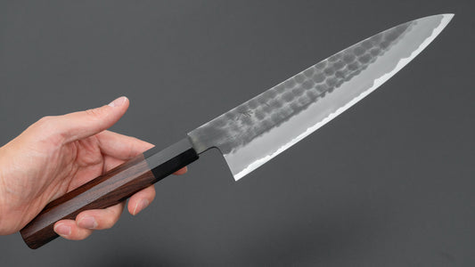 Hitohira Hinode Tsuchime White #2 Stainless Clad Gyuto 210mm Taihei Rosewood Handle
