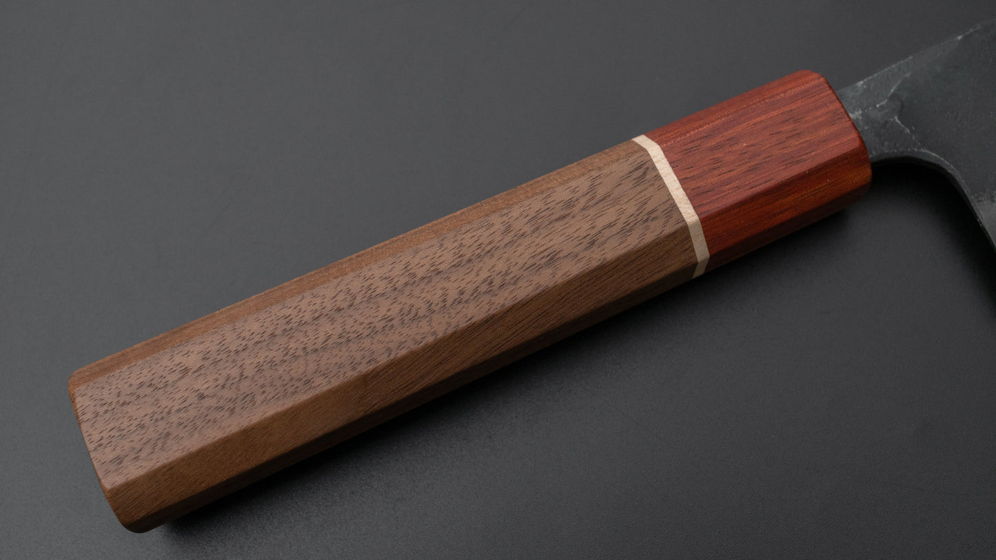 Hitohira Tosa Kurouchi Blue #2 Santoku 170 mm walnoot handvat (Rengas ferrule)
