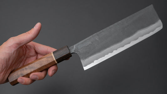 Hitohira Tosa Kurouchi Blue #2 Nakiri 170mm Walnut Handle (Ziricote Ferrule)