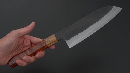 Hitohira Hinode Nashiji White #2 Stainless Clad Santoku 180mm Wood Handle