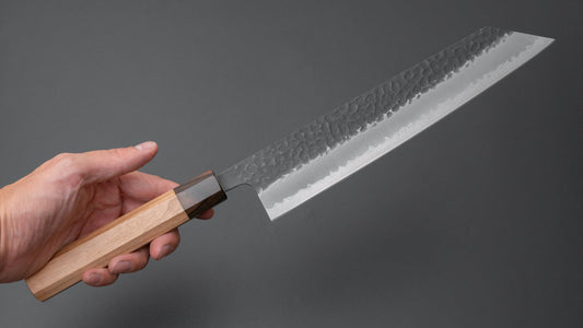 Hitohira Futana SB Kuro Tsuchime Kiritsuke Gyuto 240 mm kersenhouten handvat