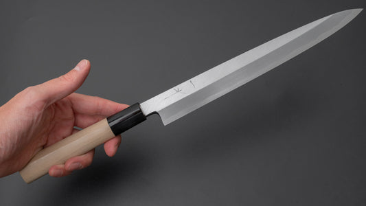 Hitohira Tanaka Manzo Blue #1 Yanagiba 240mm Ho Wood Handle (D-Shape/ Saya)