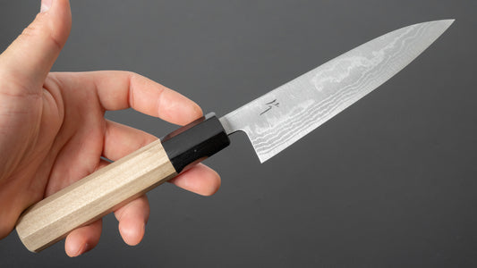 Hitohira GR Blue #2 Damascus Petty 135 mm Ho houten handvat