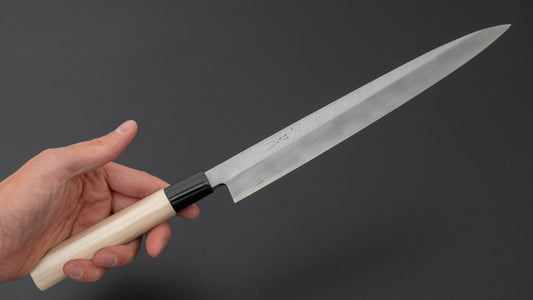Hitohira Blue Steel Yanagiba 240mm Poplar Handvat