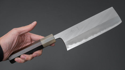 Hitohira Togashi Blue #1 roestvrij beklede Migaki Nakiri 180 mm Taihei ebbenhouten handvat