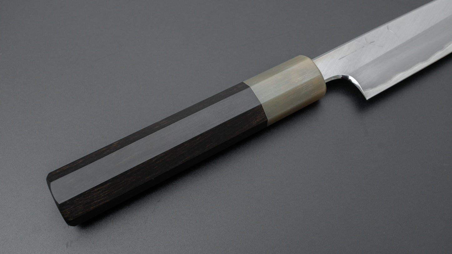 Hitohira Togashi Blue #1 Stainless Clad Migaki Petty 165mm Taihei Ebony Handle