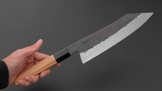 Isamitsu White #1 Stainless Clad Kurouchi Kiritsuke Gyuto 210mm Yakusugi Cedar Handle