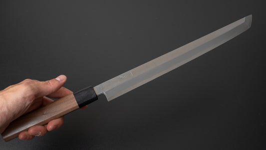 Hitohira Kikuchiyo Manzo Wit #3 Sakimaru Takobiki 270 mm walnoot handvat (Saya)