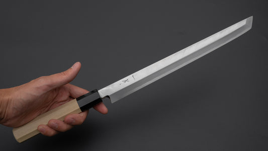 Hitohira Kikuchiyo Manzo Blue #2 Sakimaru Takobiki 270 mm Ho houten handvat (Saya)