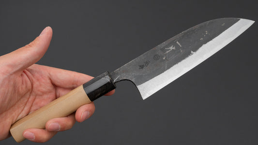 Hitohira Onihiro Wit #1 Santoku 135 mm Ho houten handvat (D-vorm)