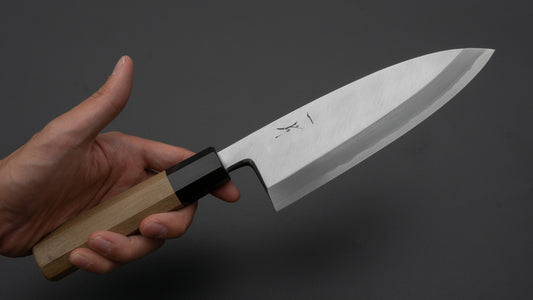 Hitohira Kikuchiyo Manzo Blue #2 Deba 165 mm Ho houten handvat (Saya)