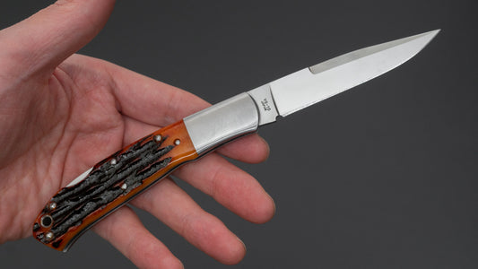 MOKI Kronos Folding Knife Large Stag Handle