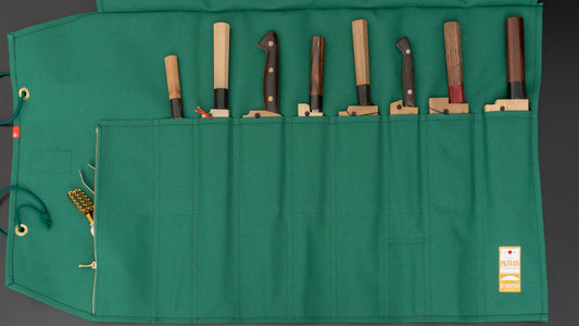HI-CONDITION Hanpu Canvas 9 Pockets Knife Roll Mid Green