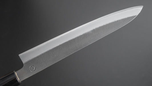 Hitohira Hinode Kurouchi Nashiji White #2 Stainless Clad Sujihiki 210mm Ho Wood Handle