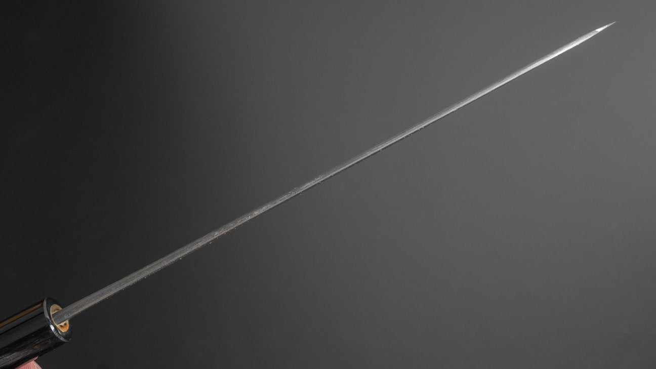 Hitohira Hinode Kurouchi Nashiji White #2 Stainless Clad Sujihiki 210mm Ho Wood Handle