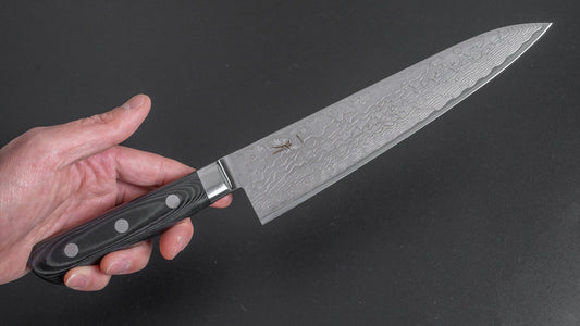 Hitohira FJ SG2 Nickel Damascus Black Gyuto 210mm Linen Micarta Handle