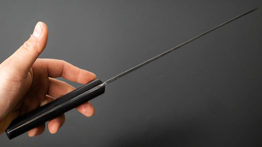 Morihei Hisamoto Kurouchi Wit #1 Gyuto 240 mm Pakka-handvat (geen bolster/fijne afwerking)