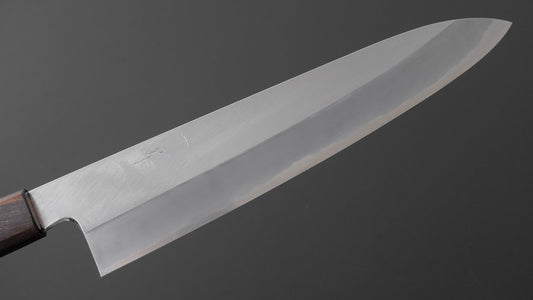 Hitohira Kikuchiyo Kyuzo Blauw #2 Migaki Gyuto 240 mm kersenhouten handvat