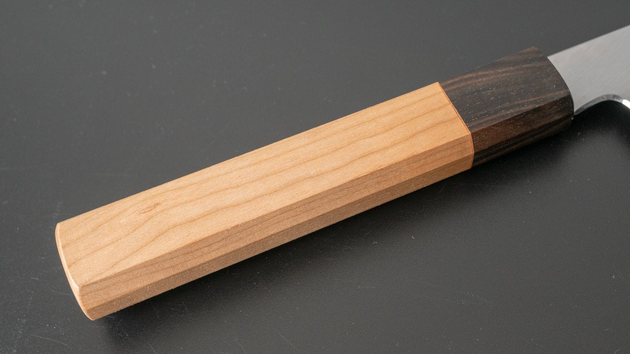 Hitohira Kikuchiyo Kyuzo Wit #2 Migaki Nakiri 180 mm kersenhouten handvat