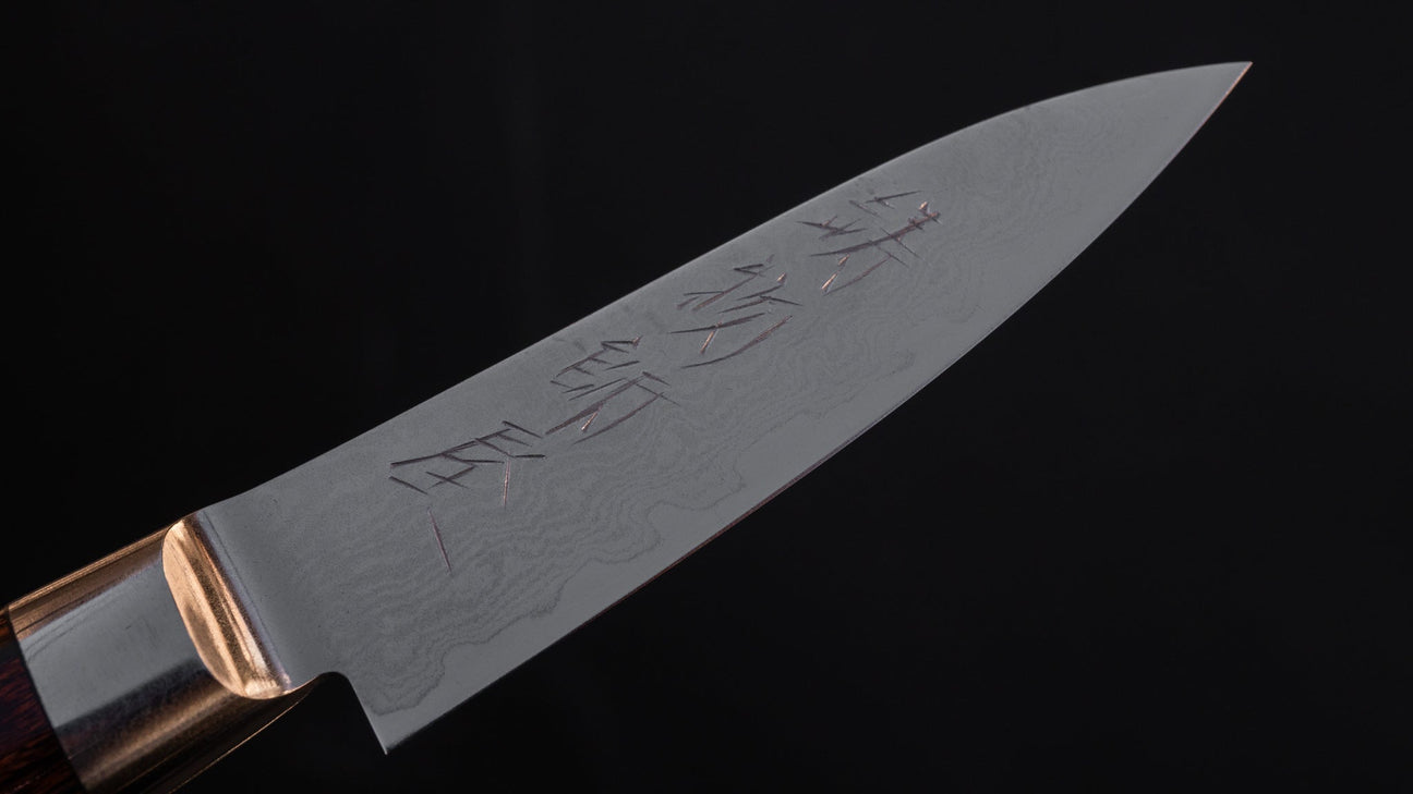 Hitohira Imojiya ST Damascus Paring 80mm Imitation Mahogany Handle