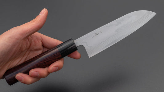 Hitohira GR Blue #2 Damascus Santoku 135 mm palissander handvat