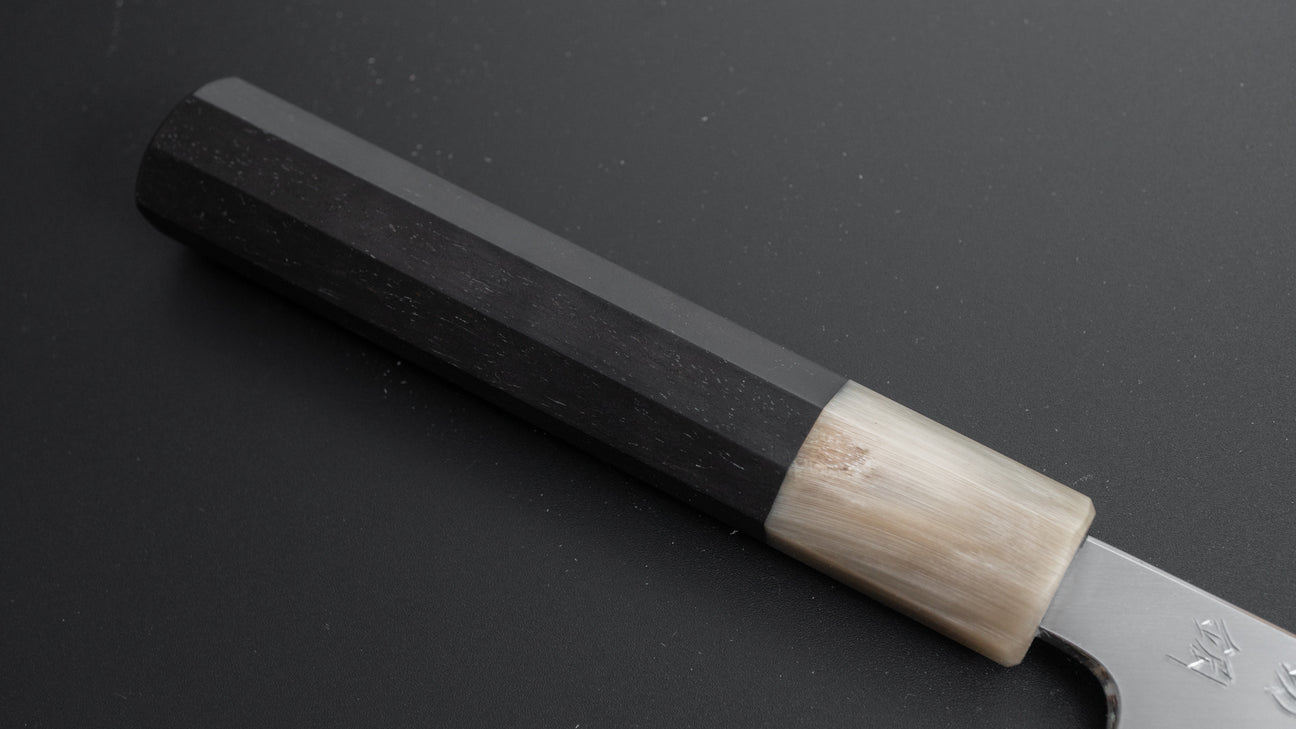 Hitohira Tanaka Kyuzo blauw #1 roestvrij beklede Gyuto 240 mm Taihei ebbenhouten handvat