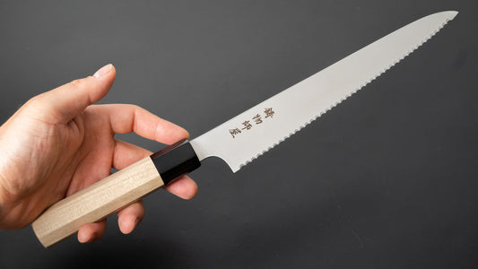 Hitohira Imojiya TH Stainless Bread Knife 240mm Ho Wood Handle (Wa)