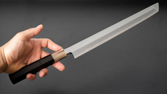 Hitohira Togashi Wit #1 Yanagi Sakimaru 300 mm ebbenhouten handvat (Saya)