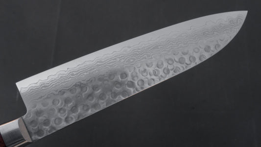 Hitohira HG Tsuchime Damascus Santoku 185mm Imitation Mahogany Handle