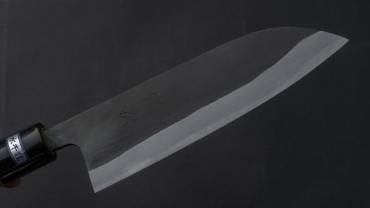 Morihei Munetsugu Blue #2 Kurouchi Santoku 165mm Ho Wood Handle