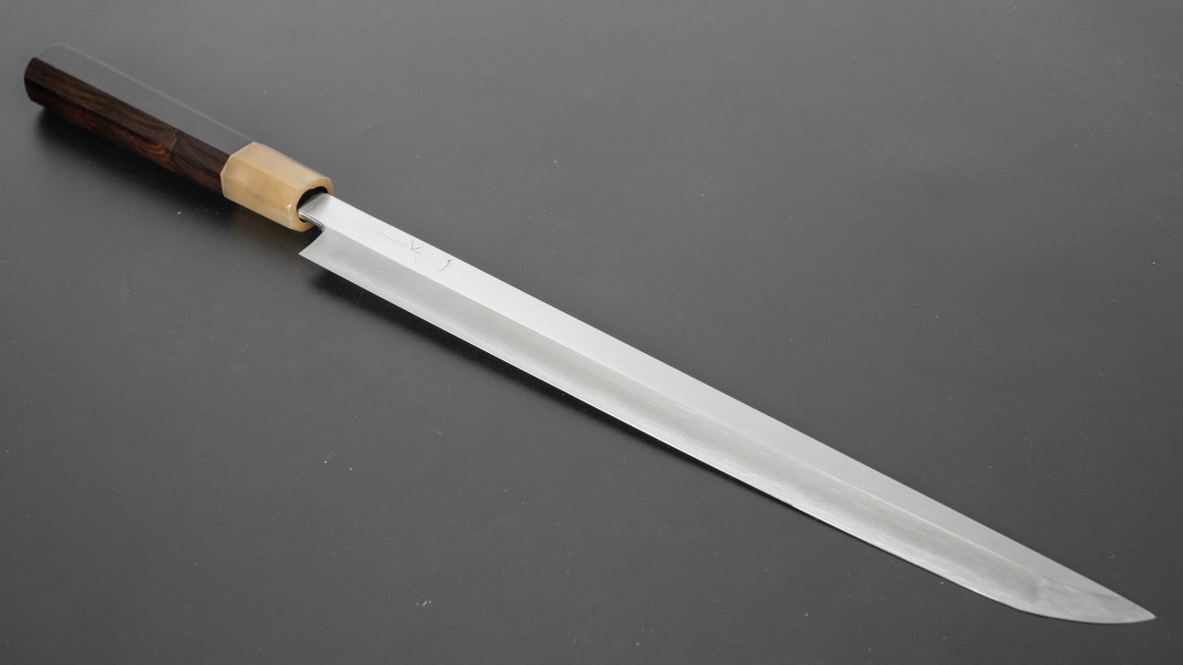 Hitohira Kikuchiyo Mosuke Silver #3 Sakimaru Takobiki 300mm Ebony Handle  (Saya) |